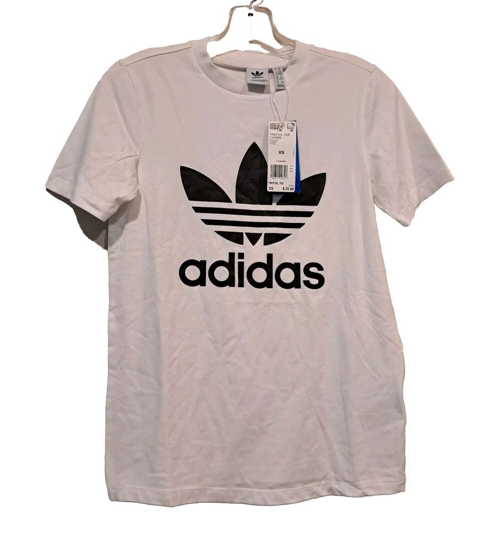 Adidas Originals Trefoil T-Shirt Casual Athletic White/Black CV9889 Sz XS NWT